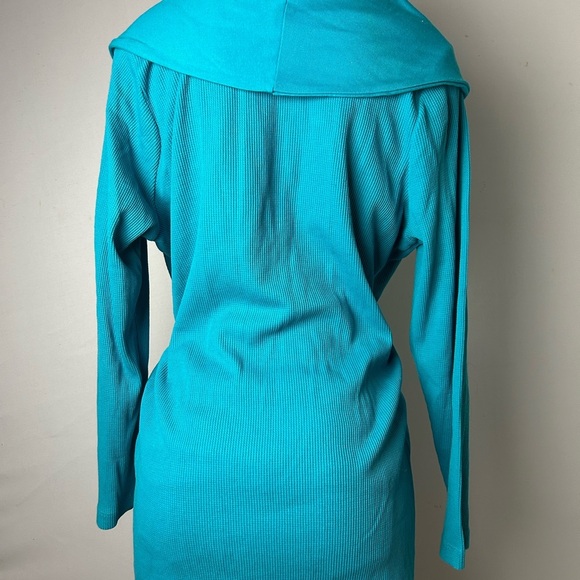 Vibrant Blue Cowl Neck Sweater with Fine Knit - Picture 6 of 9